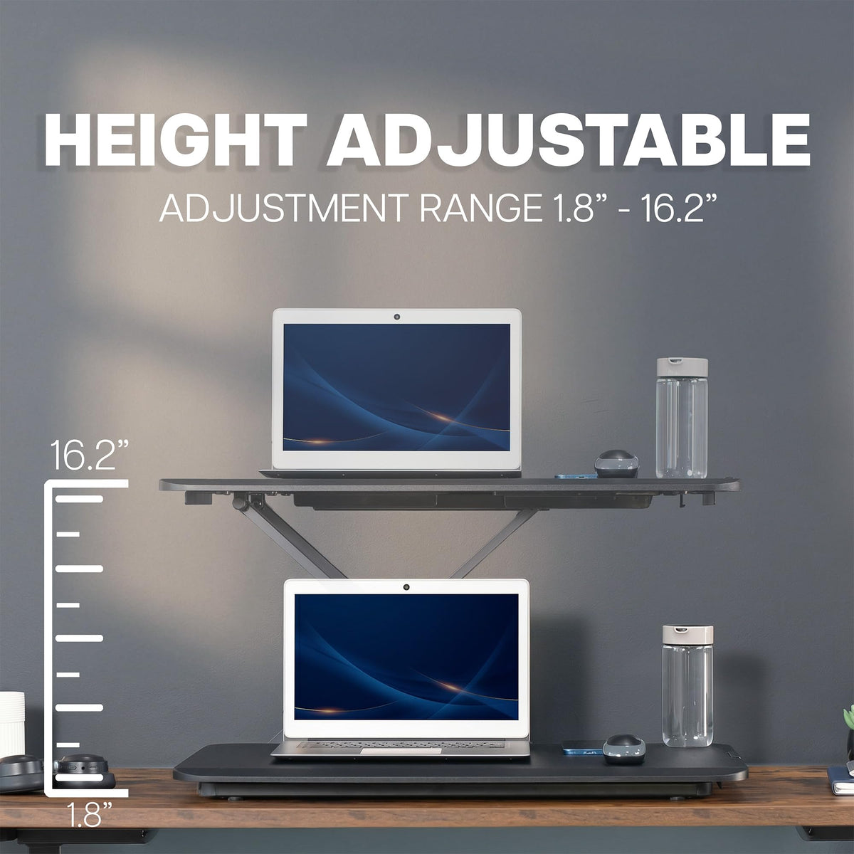 VIVO Economy Single Top Height Adjustable 29 inch Standing Desk Converter, Sit Stand Tabletop Monitor and Laptop Riser Platform Workstation
