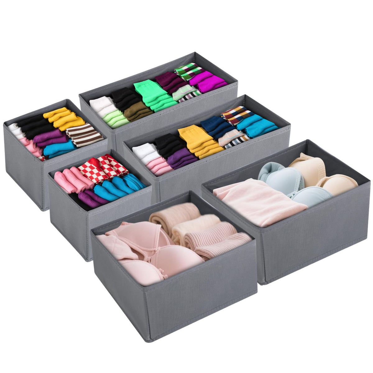 Strehknewen Drawer Organiser, Set of 6, Foldable High-Quality Storage and Organisation, Wardrobe Organiser, Compact for Underwear, Socks