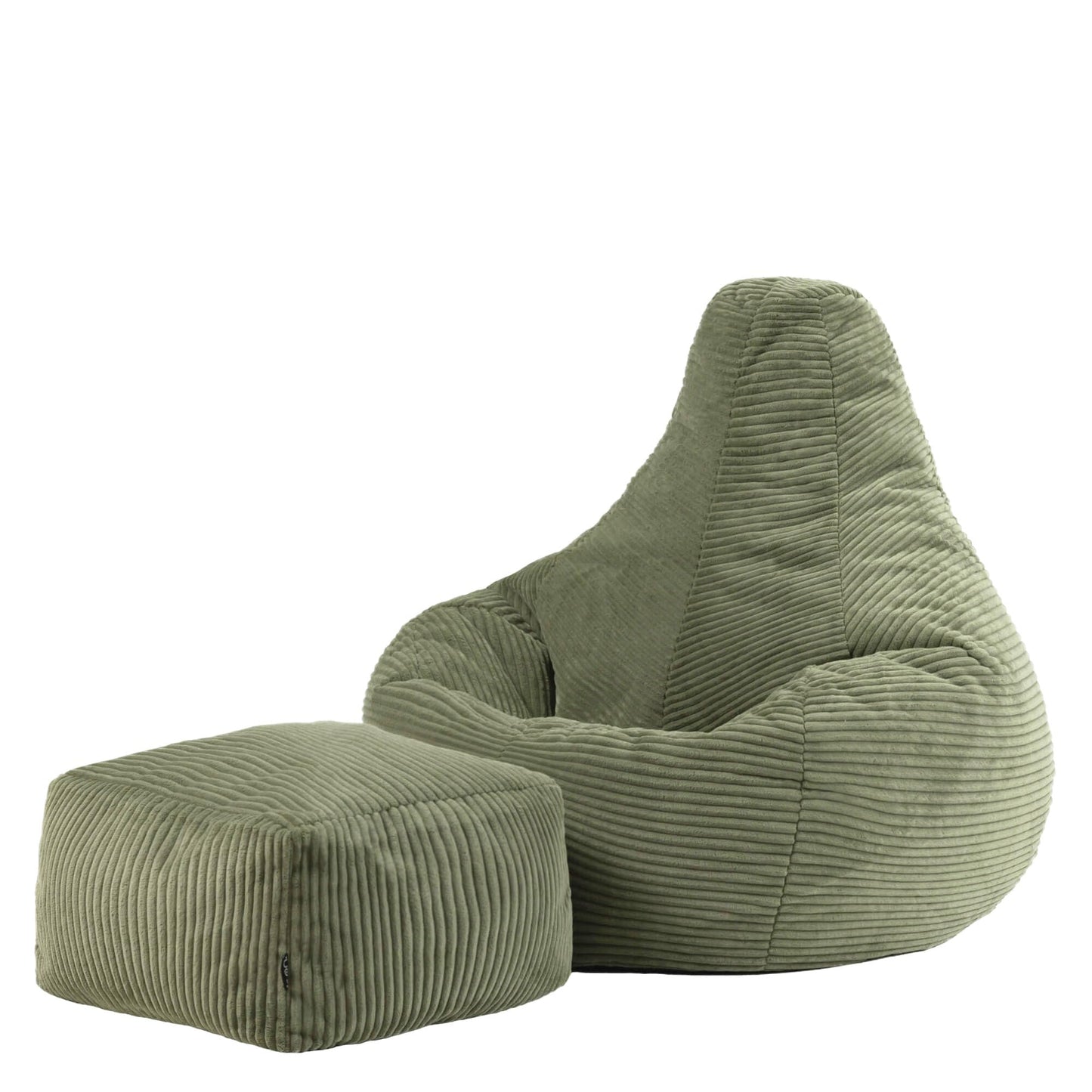 icon Dalton Cord Bean Bag & Footstool with Filling Included, Green