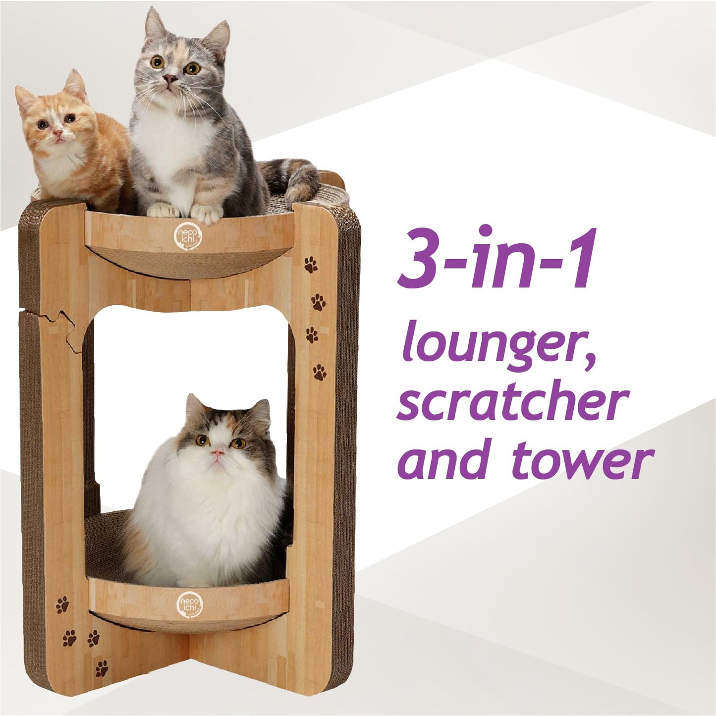 Necoichi Cozy Cat Scratcher Bowl, 100% Recycled Paper, Chemical-Free Materials, No.1 sellr in Japan! (Tower (Oak), XL)