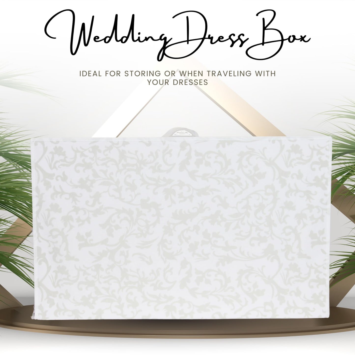 Breathable White with Silver Floral Design Large Wedding Dress Box - Underbed Storage Boxes, Wedding Dress Storage Box