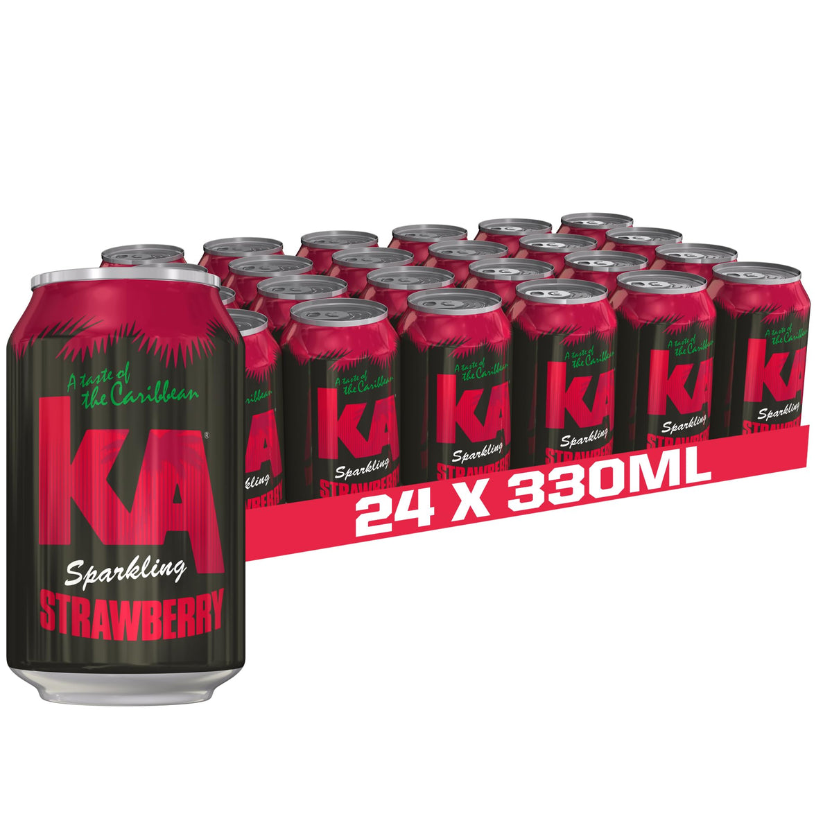 KA Caribbean Strawberry Fizzy Drinks - Traditional & Authentic Caribbean Jamaican Style Sparkling Drink - Soft Drinks Multipack - Caribbean Strawberry