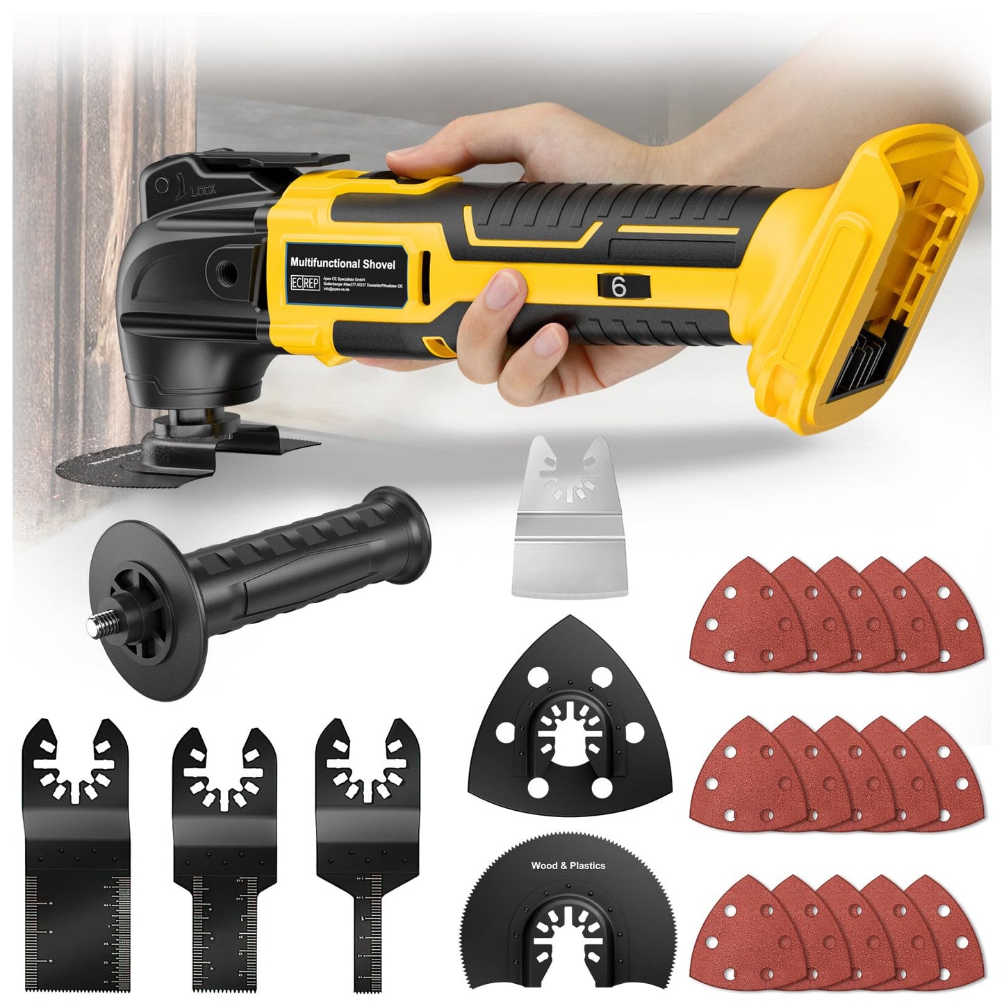 Cordless Oscillating Multi Tool for Dewalt 18V 20V Battery(ONLY Tool), 6 Variable Speed Brushless-Motor Tool, Oscillating Multi Kit for Cutting Wood