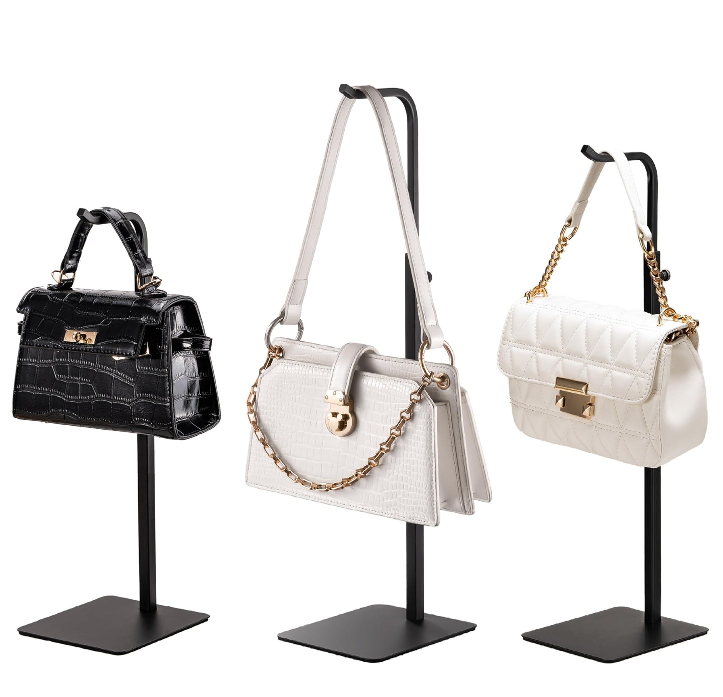 pickpiff 3-Pack Adjustable Purse Display Stands, Black