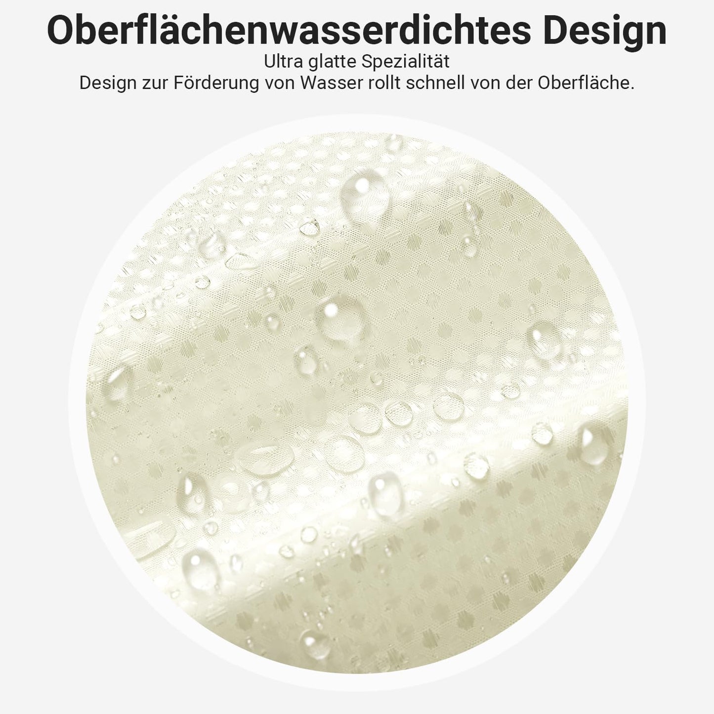 Lerores Shower Curtain, 180 x 200 cm, Waffle Beige, Weighted Hem, Anti-Mould Textile, Water-Repellent