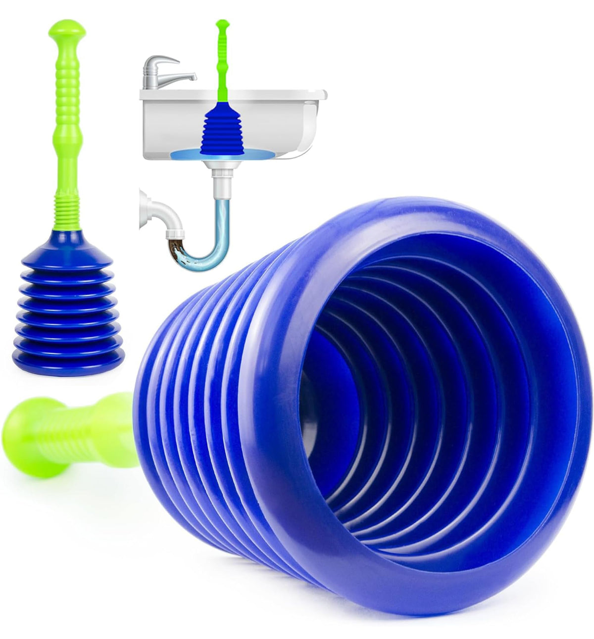 Luigi's Sink Plunger - Drain Plunger Sink Unblocker - Plungers for Unblocking - Drain Plungers for Bathroom Kitchen Bath Shower - Unblock Pump with