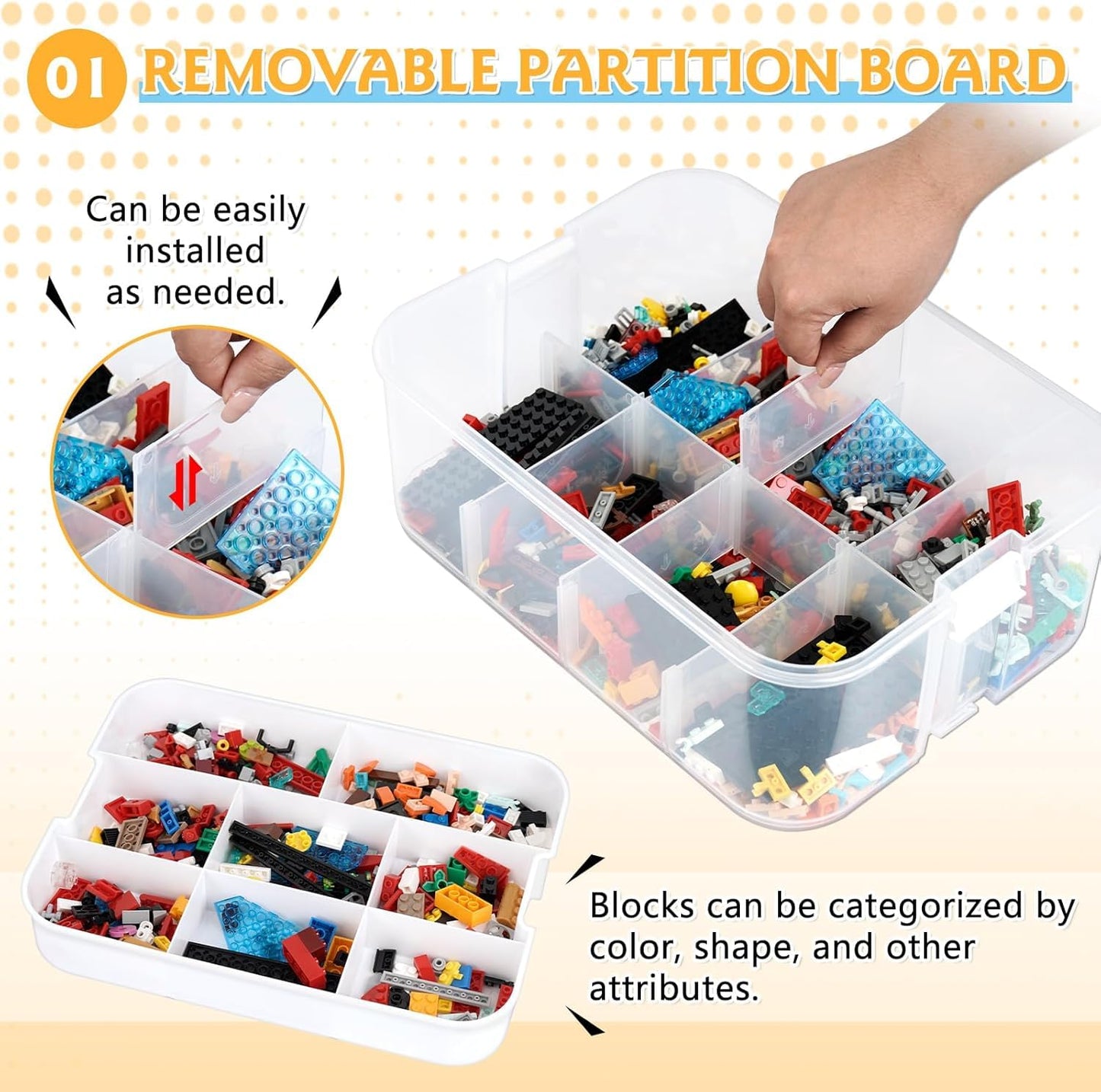 Storage Organiser for Lego, 3 Layers Stackable Storage Box with Lids