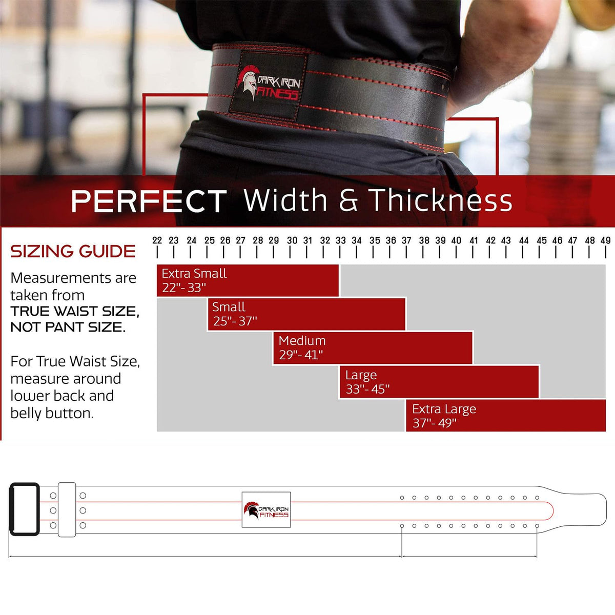 Dark Iron Fitness Medium 120 cm Genuine Leather Pro Weight Lifting Belt for Men and Women | Durable Comfortable & Adjustable with Buckle | Stabilizing