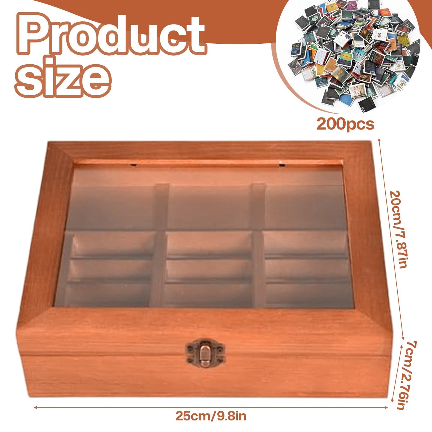 NCOALE Anxiety Bookshelf Shake Away Your Anxiety, Mini Bookshelf with 200 Miniature Books Wooden Miniature Library for Book Lovers & Anxious