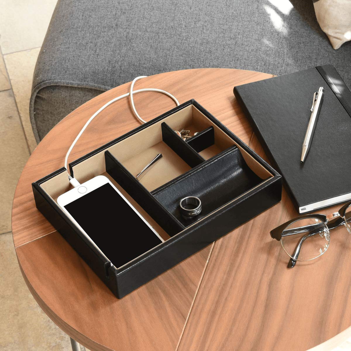 Dulwich Designs Windsor Black Leather Valet Tray