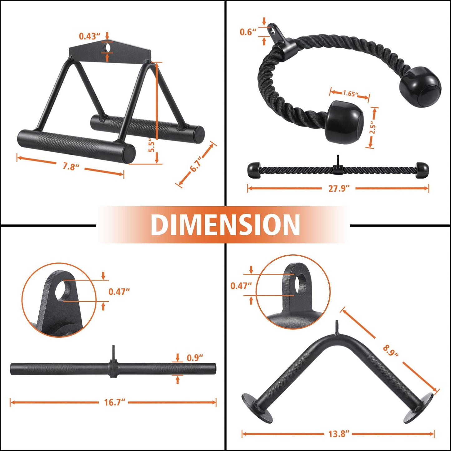 Workout Cable Machine Attachment for Home Gym, SERTT LAT Pulldown Attachments, Cable Accessories for Weight Training, Straight Pull Down Bar, Tricep
