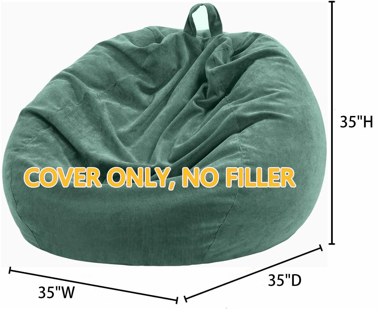 Nobildonna 3 ft Bean Bag Chair Cover (No Filler) for Adults and Kids 300L Extra Large Stuffed Animal Storage Bean Bag Washable Soft Premium Corduroy