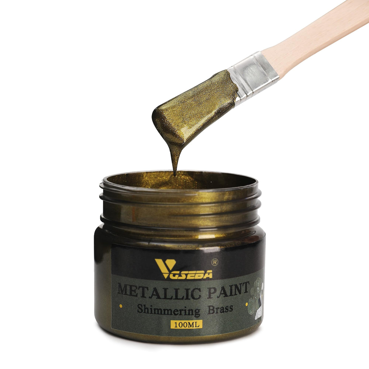 VGSEBA Acrylic Paint Metallic Brass, Non Toxic, Non Fading, 100ml Copper Leaf Paint for Art, Painting, Handcrafts, Ideal for Canvas Wood Clay Fabric