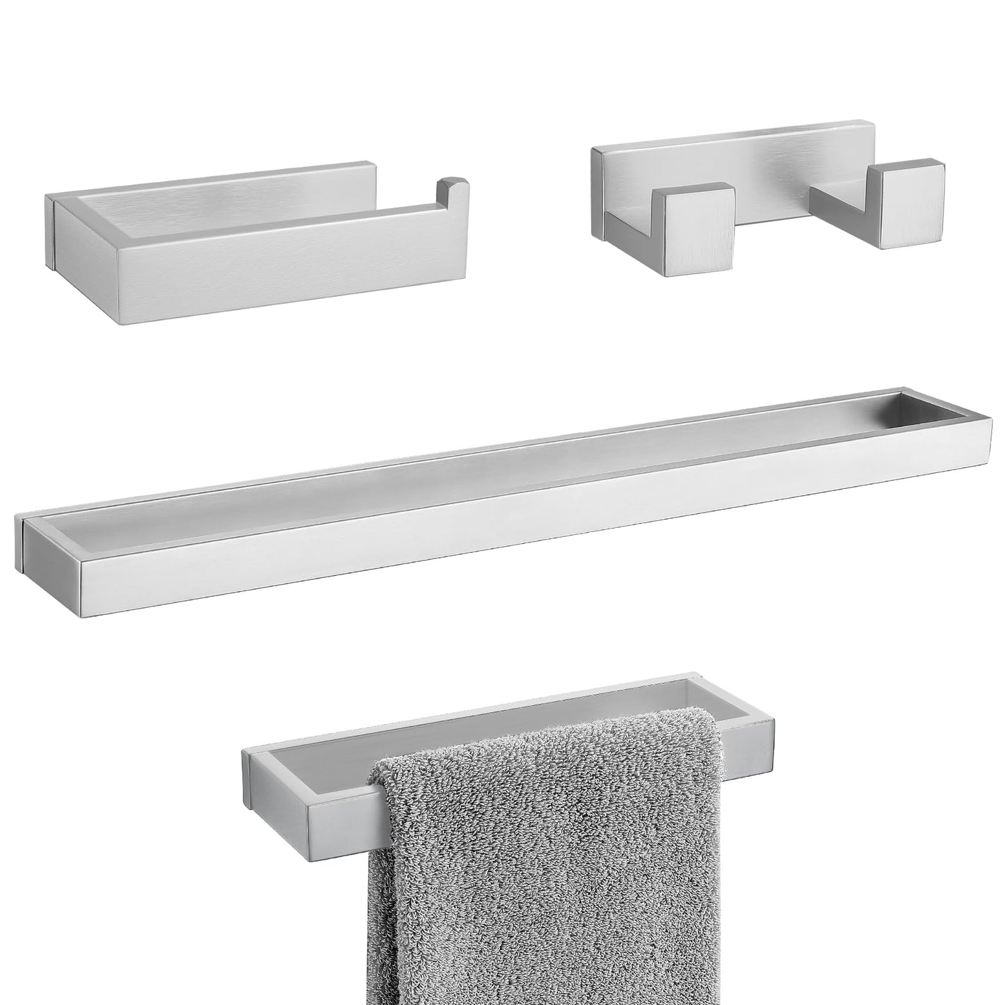 TURS Brushed Finish 4-Pieces Towel Bar Holder Sets,Concealed Screws