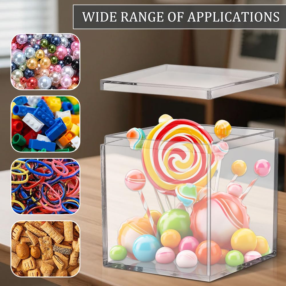 Keboyoe 10pcs Clear Acrylic Display Boxes with Lid for Storage Candy Pill