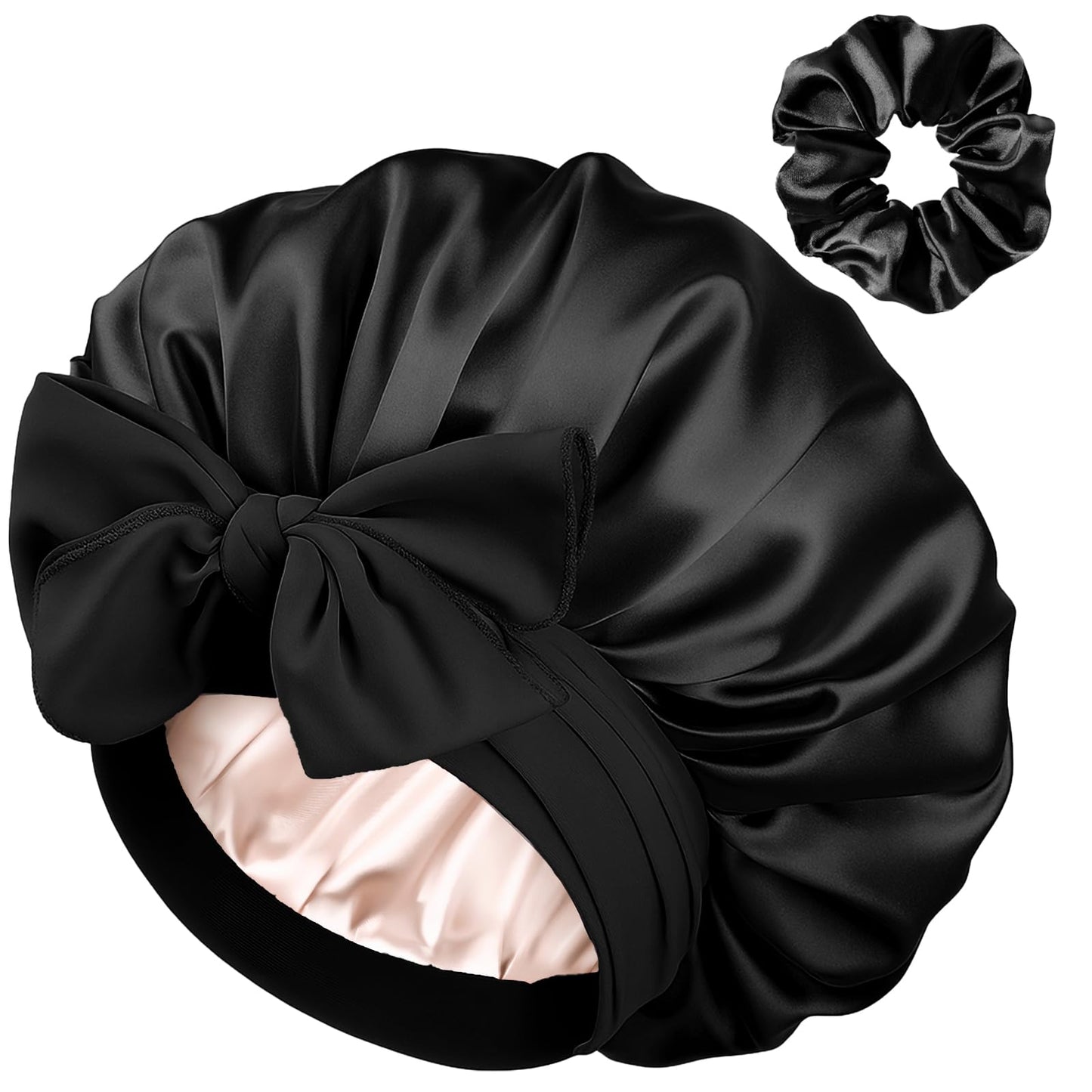 Yanibest Satin Silk Bonnet for Sleeping Women, Double Layer Hair Bonnet with Elastic Tie Band for Curly Natural Hair