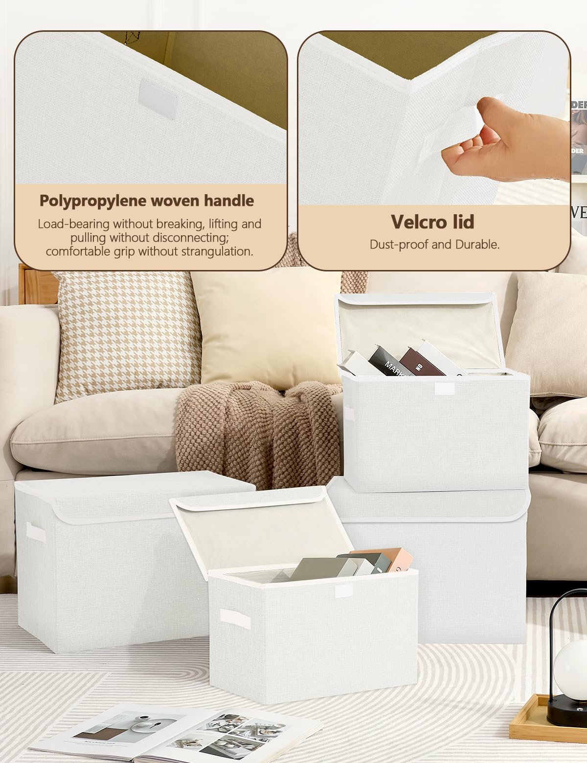 Bagnizer Small Collapsible Storage Boxes with Lids & Handles 3PCS
