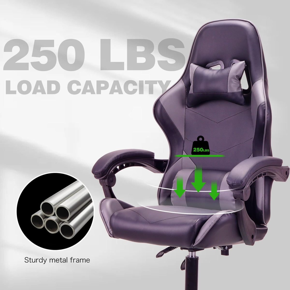 T-THREE.Ergonomic high-back gaming, computer, office, study, swivel, and racing-style chair with adjustable lumbar and headrest support, 150kg weight