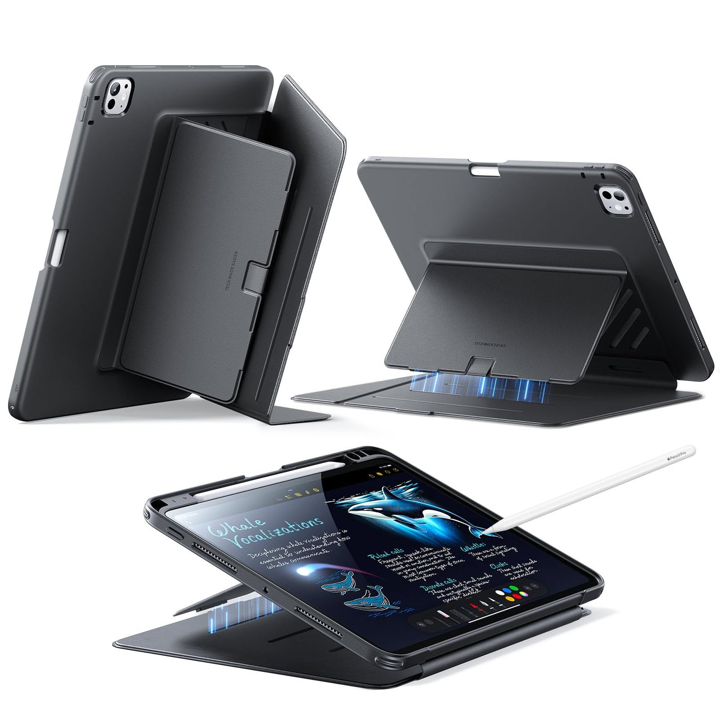 ESR for iPad Pro 11 Inch Case M5/M4 (2025/2024), Vertical Stand Cover, Multi Stand Angles, Ultra-Stable Case for iPad Pro 11 (2025/2024) with Pencil