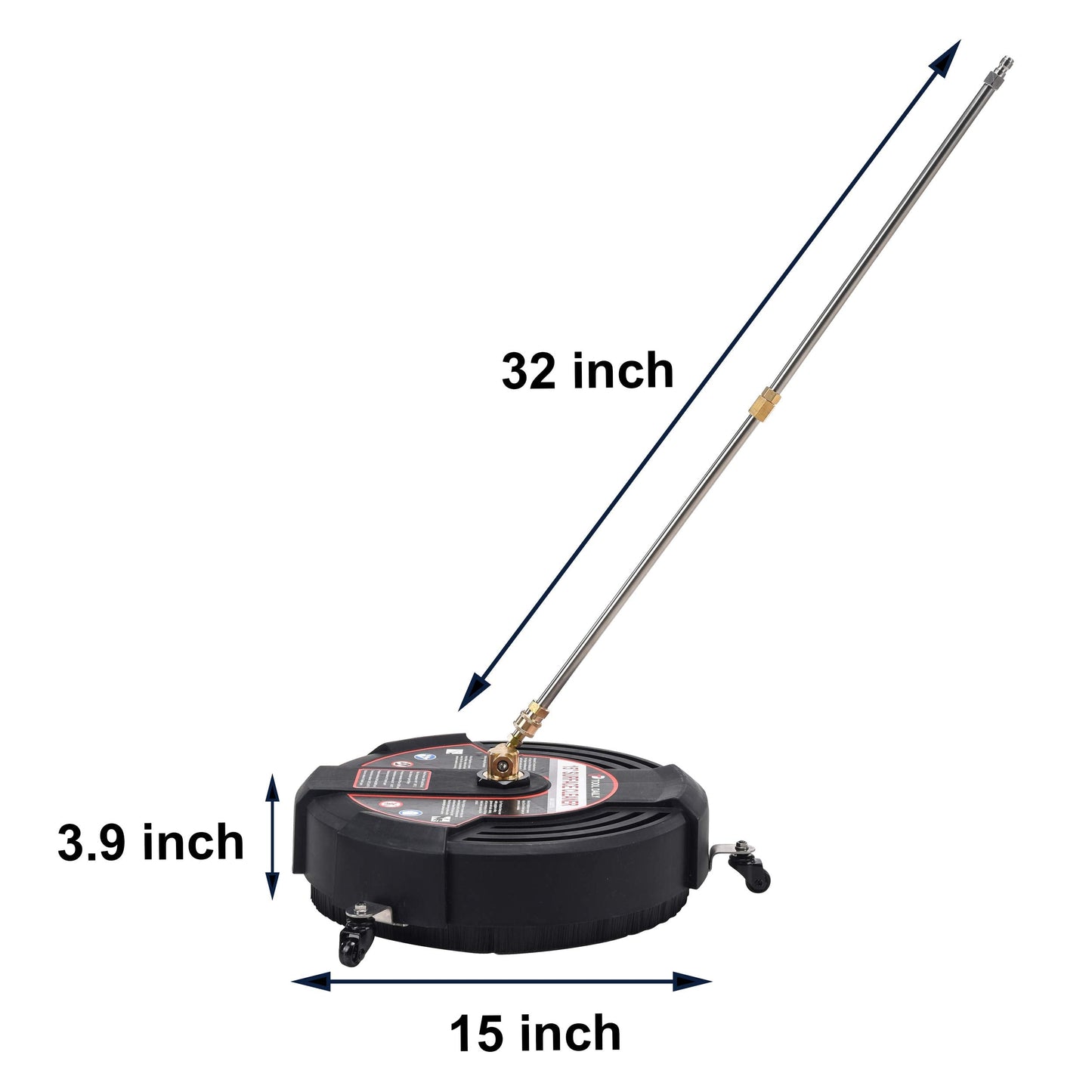 Tool Daily 15 Inch Pressure Washer Surface Cleaner Attachment with Wheels, with 2 Power Washer Extension Wands and 2 Replacement Nozzles, 3600 PSI
