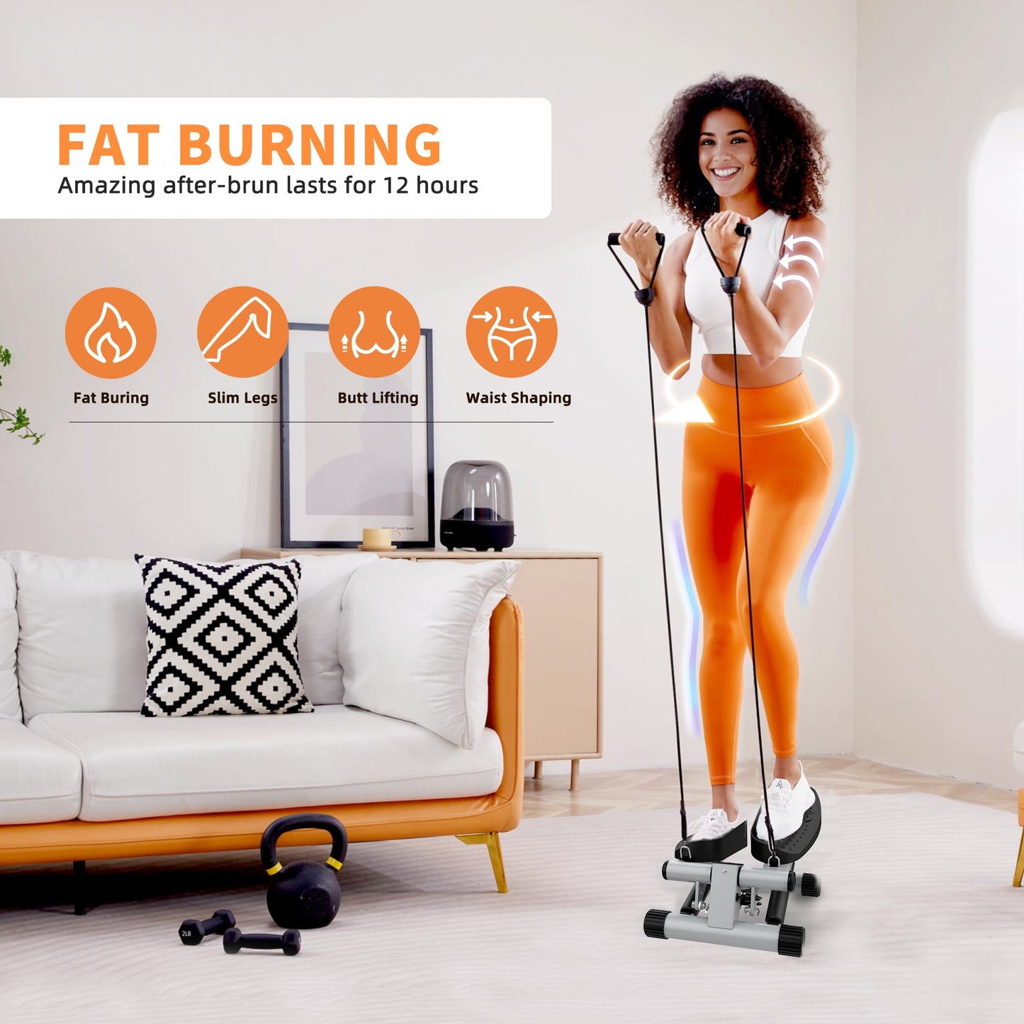 Niceday Mini Stepper Exercise Machine, Steppers with Resistance Bands, Step Machine Exerciser for Home, Up-Down Stepper with LCD Monitor, Space