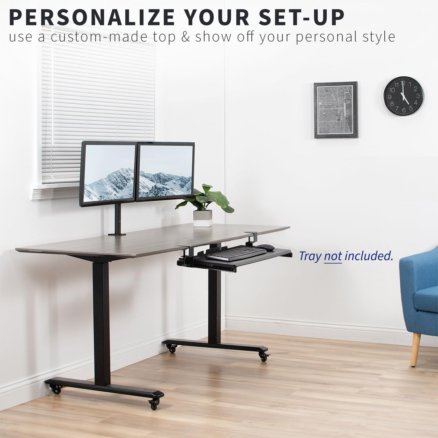 VIVO Clamp and 12 inch Rail Set for DIY Custom Wooden Keyboard Trays (Tray Not Included)