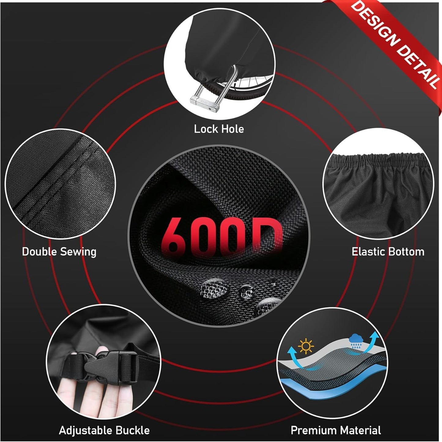 Zettum Bike Cover - 600D PU Coating Stationary & Outdoor Bike Cover for Mountain & Road Bikes & Scooters - Waterproof & Heavy Duty