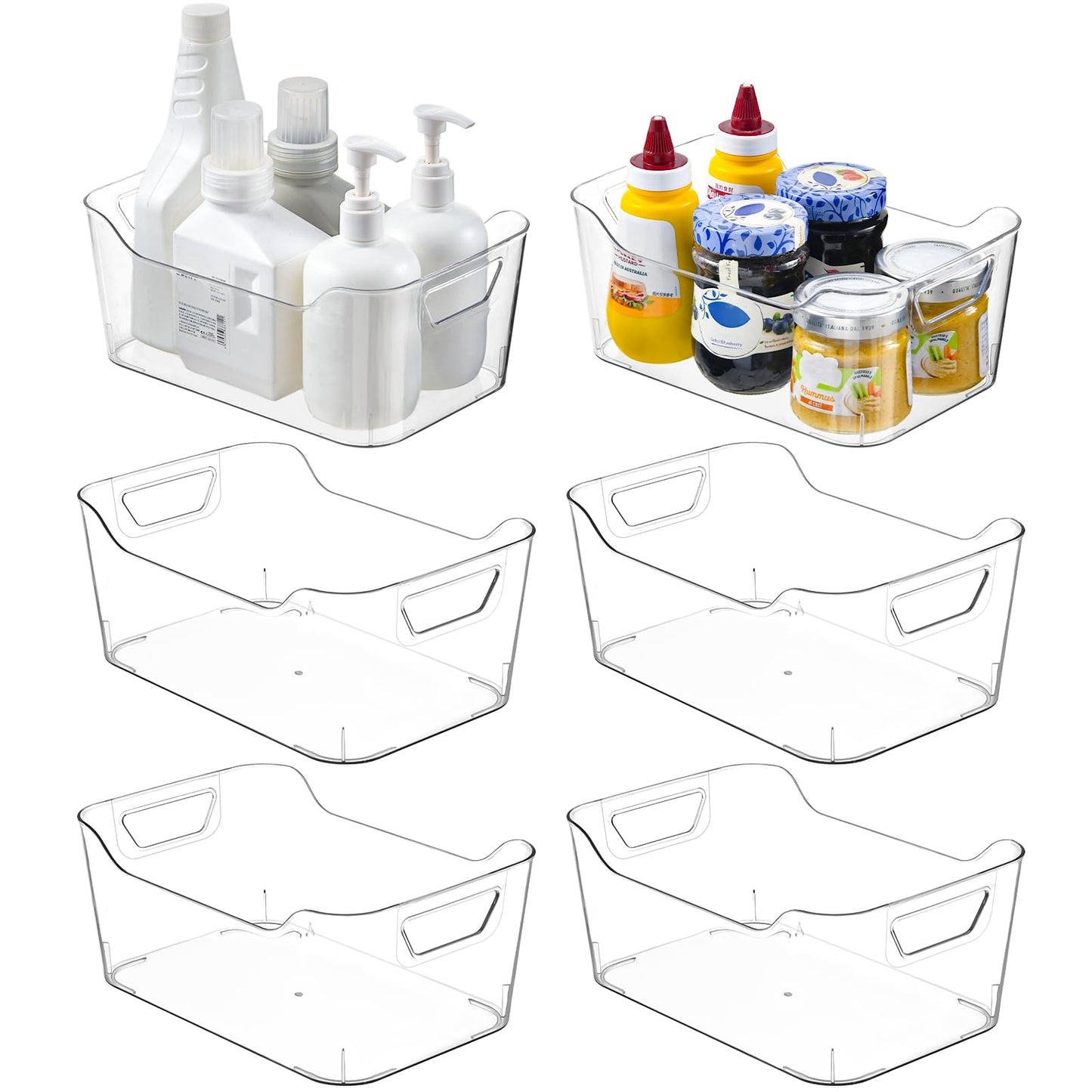 AntStep 6 Pack Clear Plastic Storage Box for Kitchen Storage & Organisation