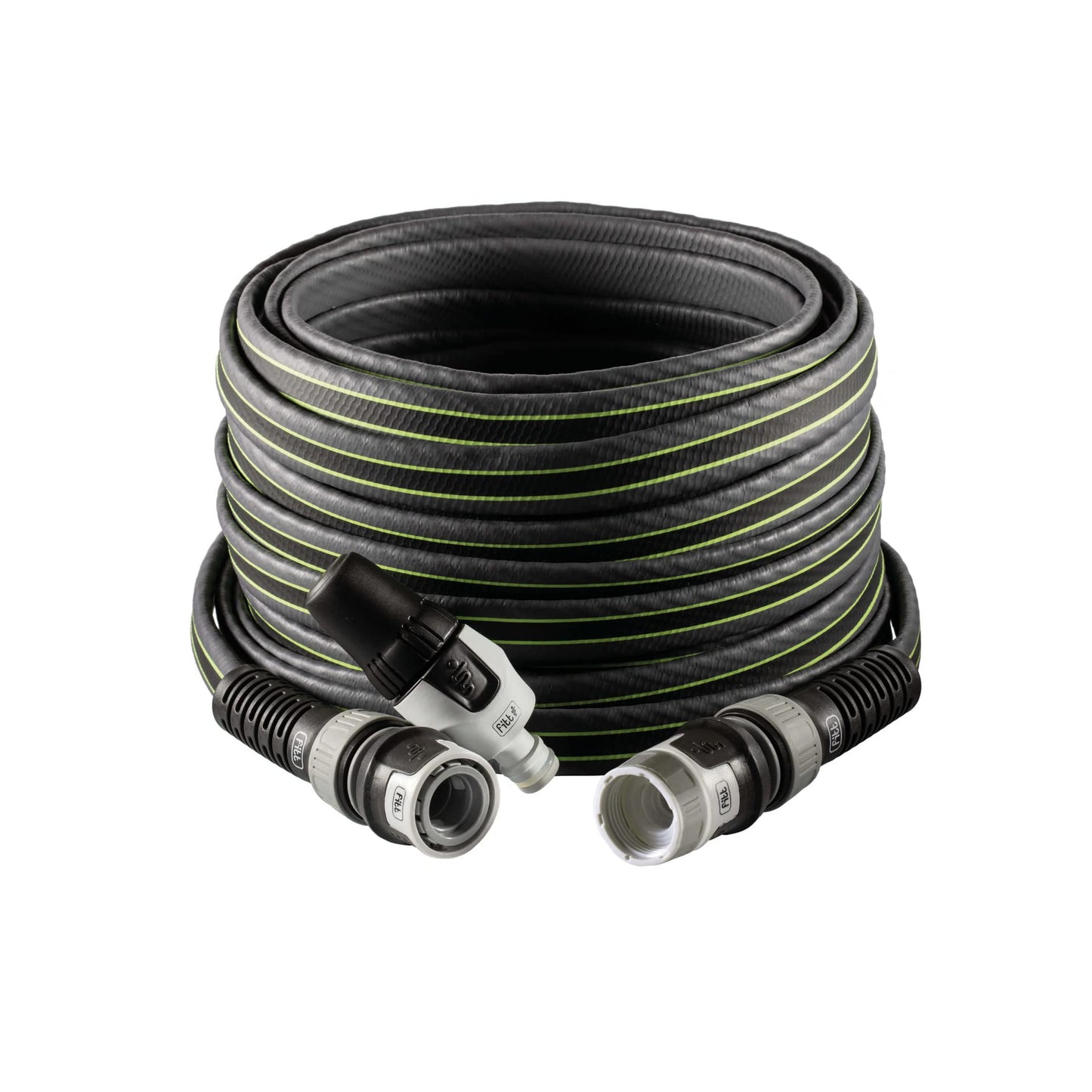FITT Force 20m, Water Hose for Garden Irrigation, Light, Resistant and Compact, for Intensive Use, with Nozzle, Colour Grey-Lime, -43% CO2e