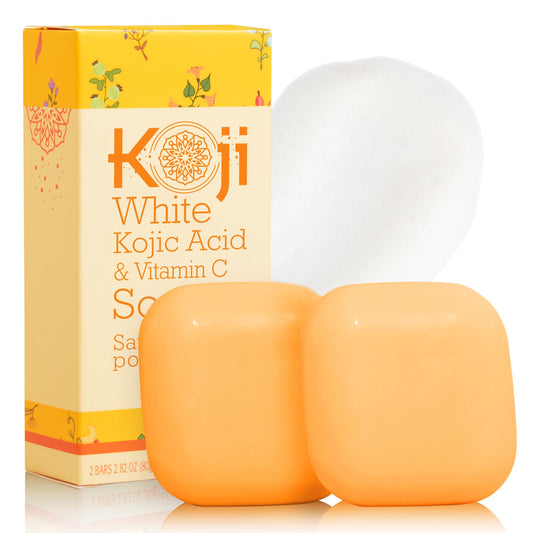 Koji White Kojic Acid & Vitamin C Brightening Soap, Hydrating Face & Body For Radiant Glow Skin, Nourishing, Moisturizing, Even Tone Cleansing Bar,