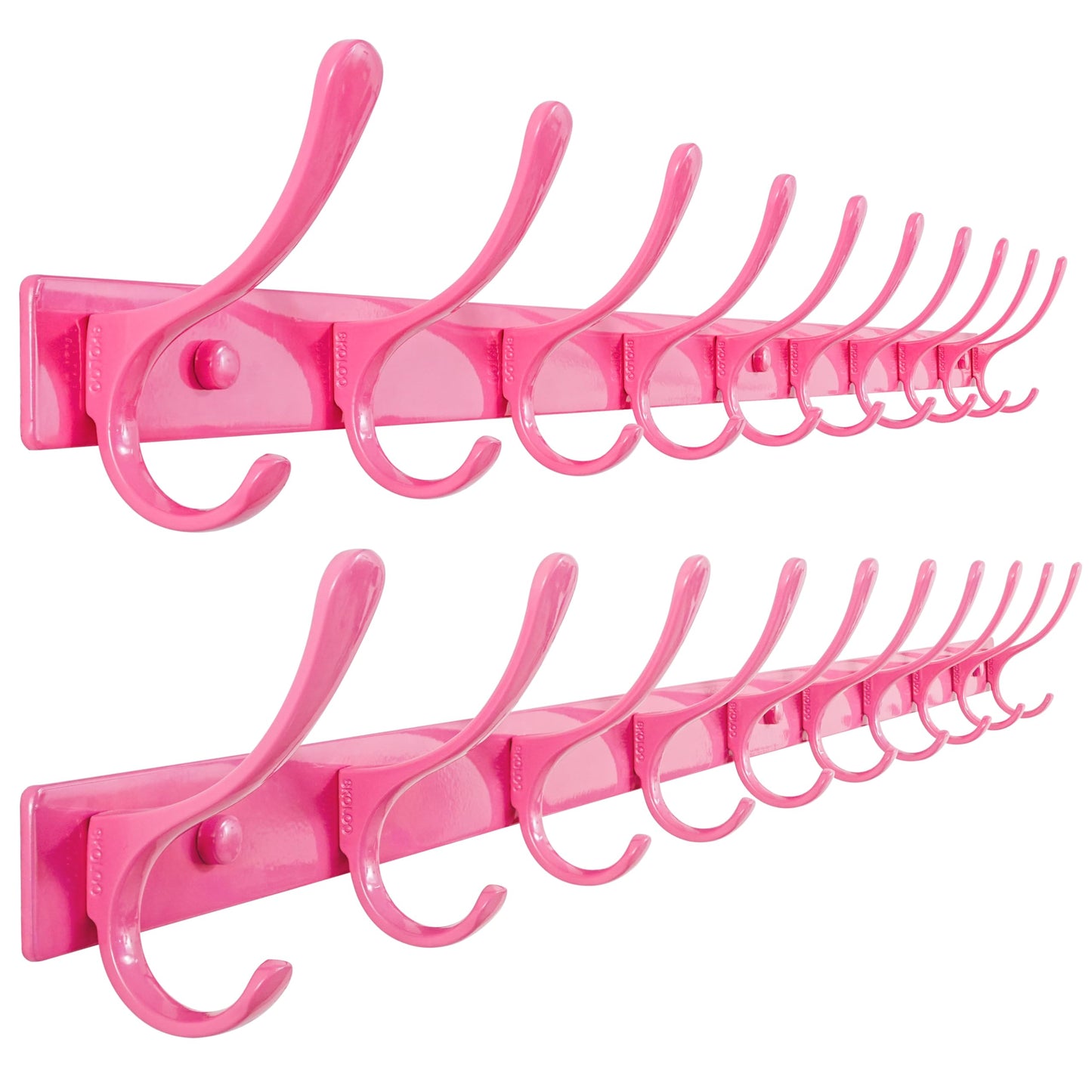 SKOLOO Coat Rack Wall Mounted - 10 Hooks, Pack of 2, Heavy Duty, Stainless Steel, Metal Wall Coat Hanger, Sturdy Wall Hooks for Hanging Coat, Jacket