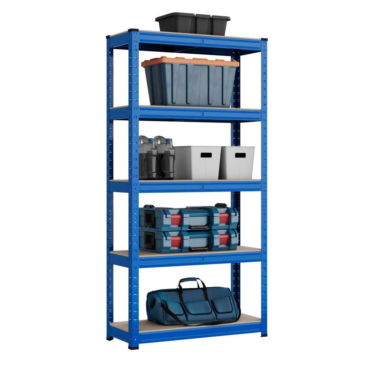 5 Levels 1500mm H x 750mm W x 300mm D Heavy Duty Steel Shelving Garage Racking Unit 150KG UDL Per Shelf