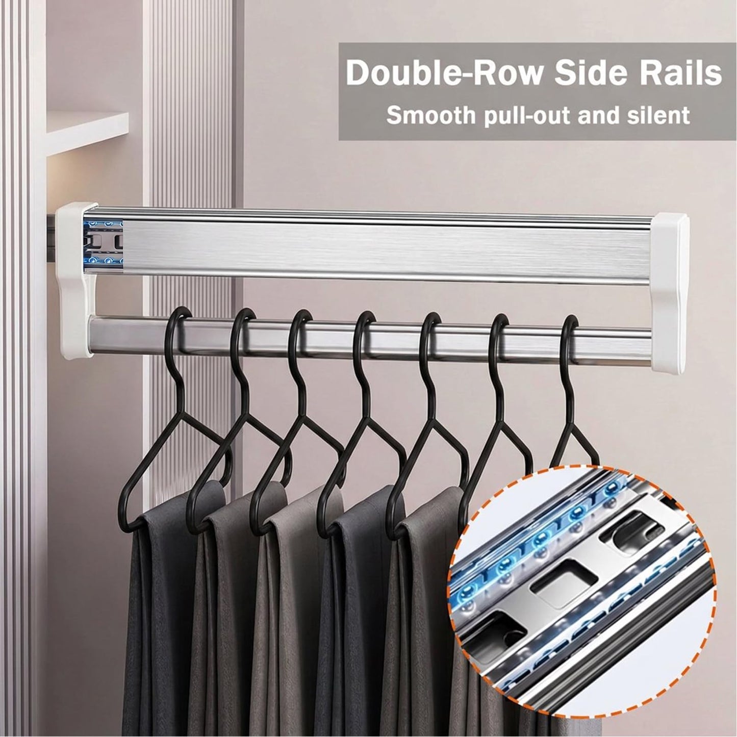MAFAGE Pull Out Clothes Rail, Adjustable Wardrobe Rail Hanger Rack 397mm