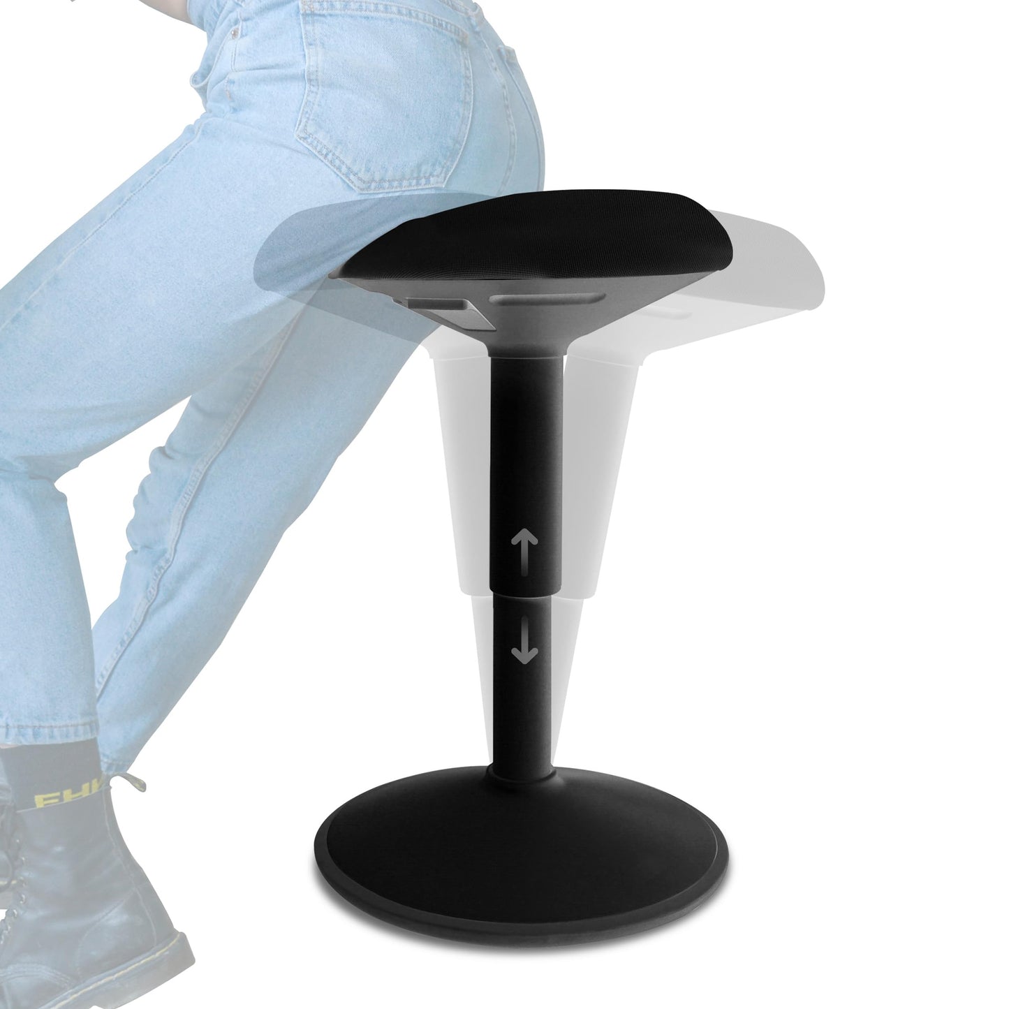 Backerz Ergonomic Desk Stool for Office – Height Adjustable Wobble Stool 40-60 cm