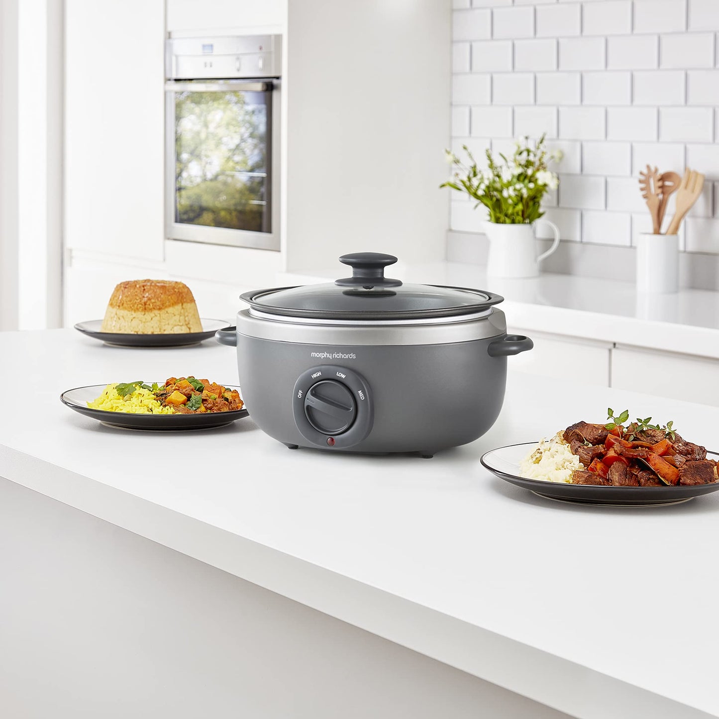Morphy Richards 460022 Slow Cooker, Aluminium, 160 W, 3.5 liters, Titanium
