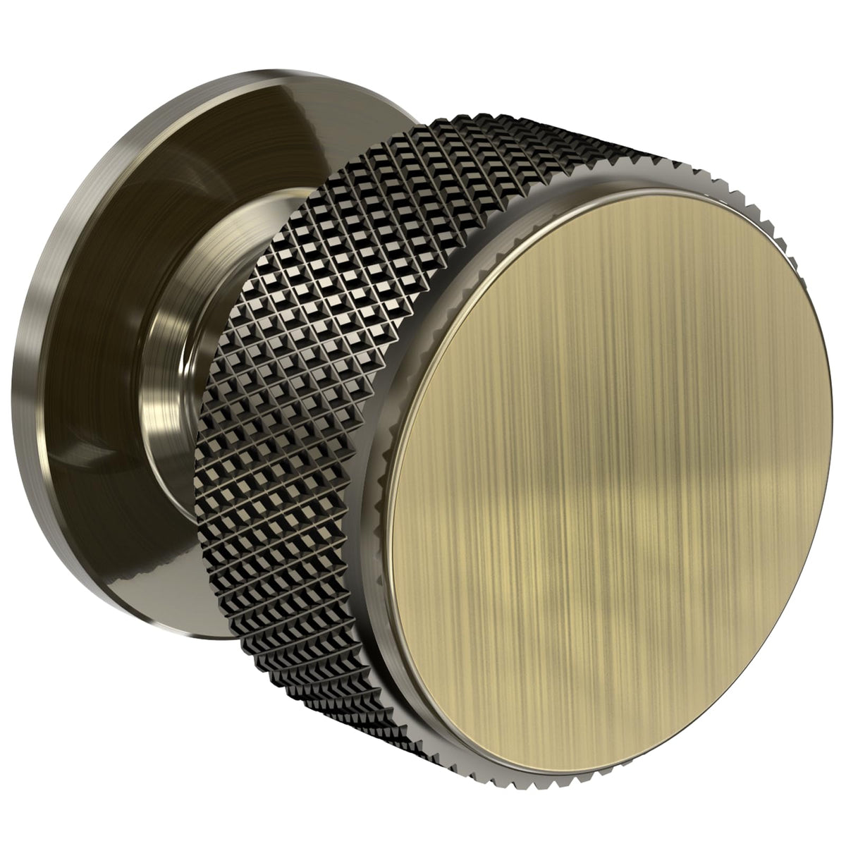 FURNIWARE Pack of 10 Knurled Cabinet Knobs, Shiny Antique Brass Cabinet Knobs, Solid Cupboard Handles with 2 Sizes Screws, Round Single Hole for
