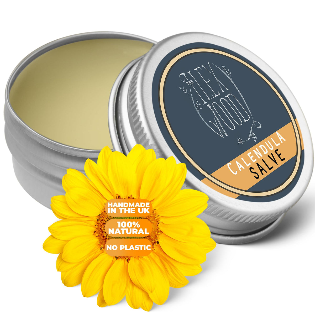The Ilex Wood - All-Natural Skin Balm - Calendula Salve - soothes rashes, itching, dry skin, eczema, cruelty free, plastic free, handmade in the UK -