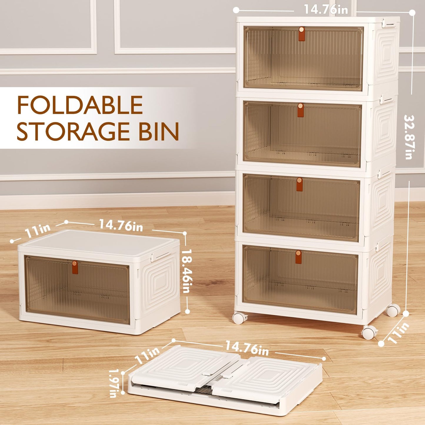 SavvyStor Storage Boxes with Lid - 4-Tier Plastic Storage Drawers, Stackable Boxes, Organiser for Bedroom Living Room