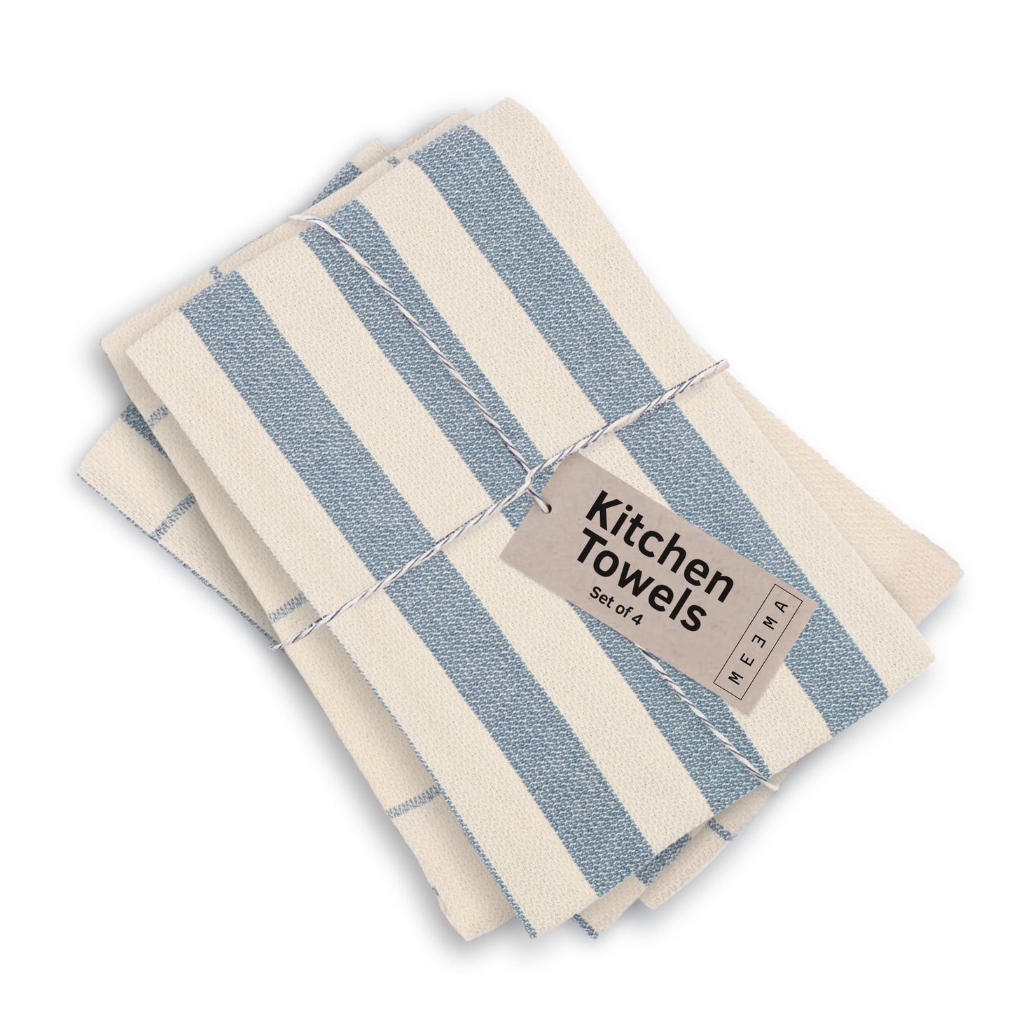 MEEMA Kitchen Towels and Dishcloths Sets of 4 | Large 18 x 28 Inch | Upcycled Cotton Tea Towel | Super Absorbent Cotton Dish Towels for Kitchen