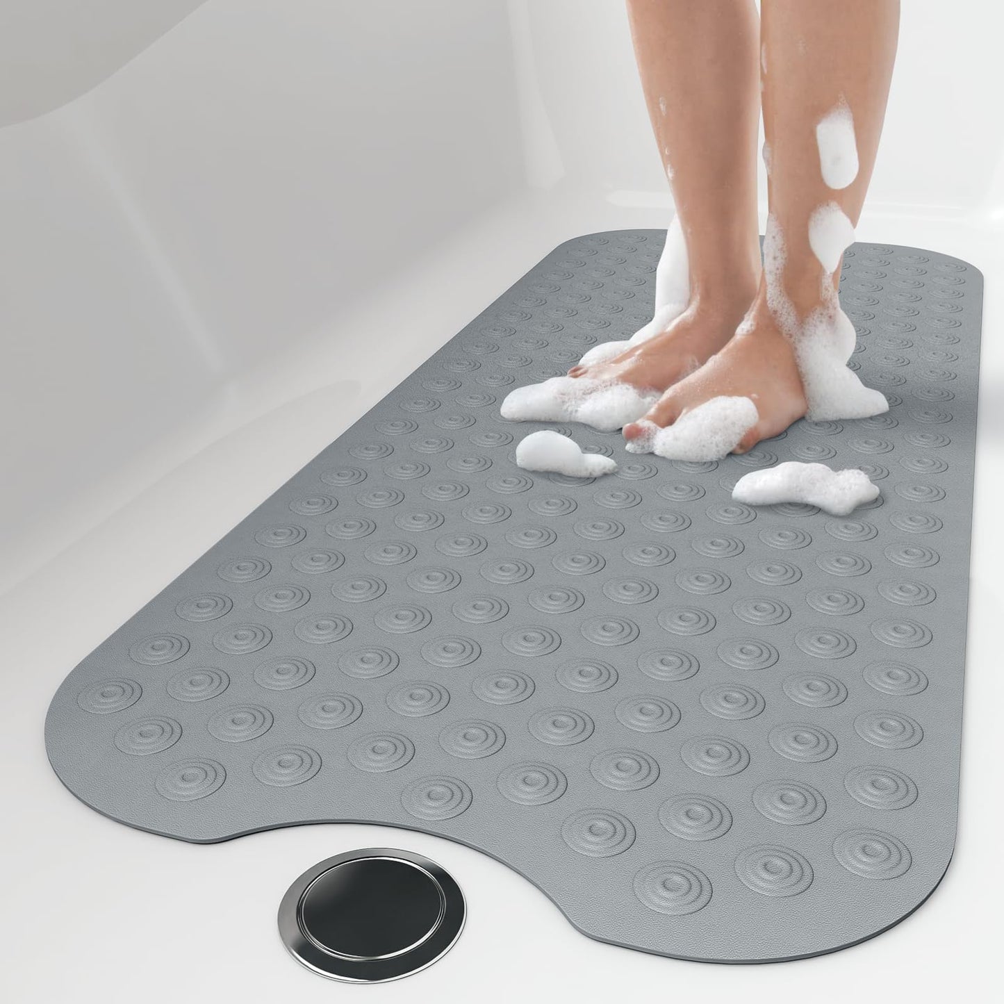 OTHWAY No Suction Cup Bathtub Mat,40x100CM Extra Long Bathmat Perfect for Refinished Bathtub, Soft Rubber Tub mat for The Elderly&Children