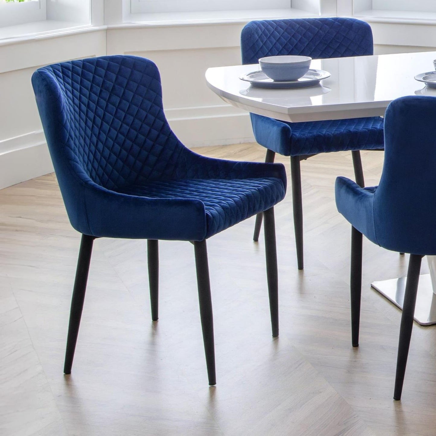 Julian Bowen Luxe Dining Chairs, Set of 2, Blue - H82 x W50 x D62cm