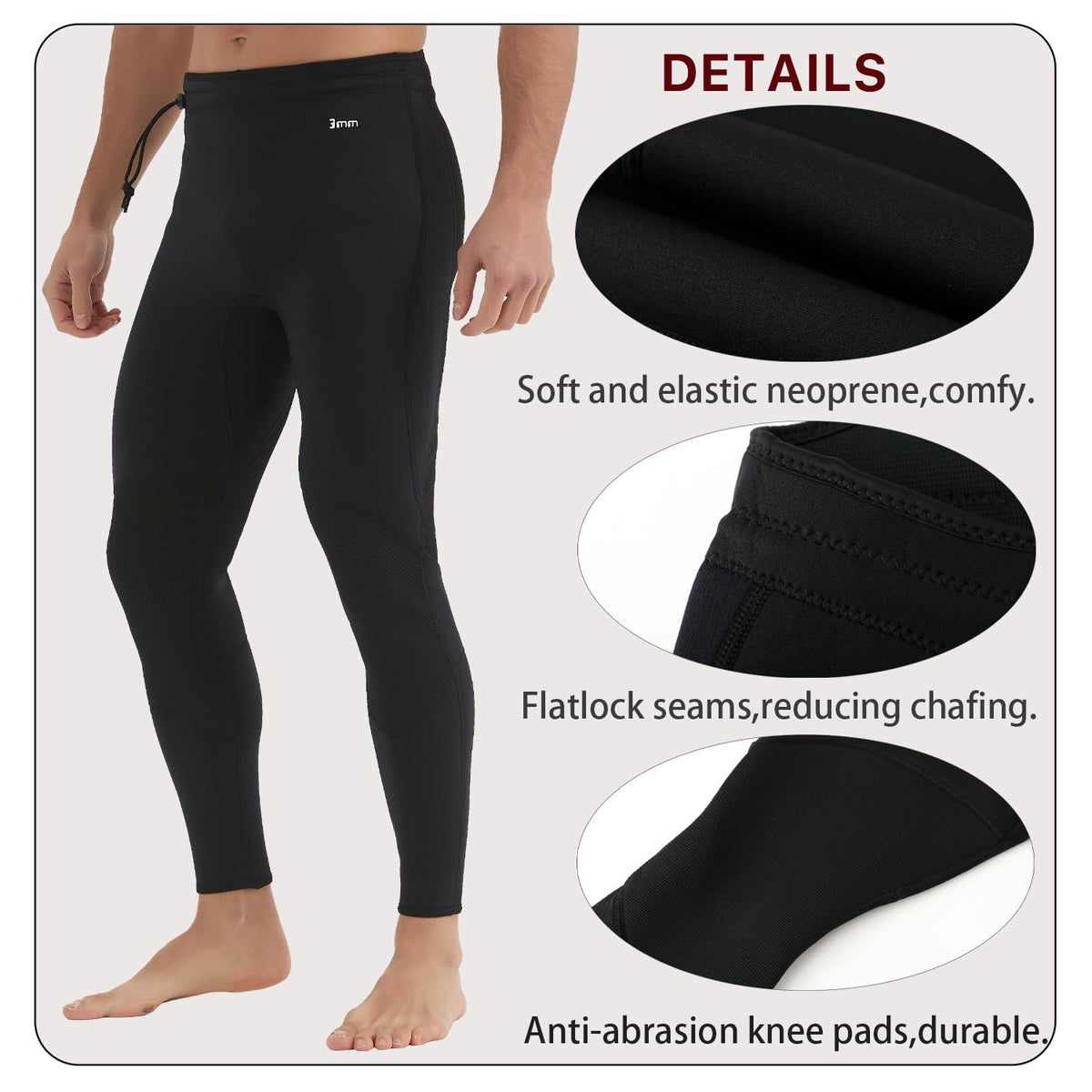 Lemorecn Wetsuits Pants 3mm Neoprene Swimming Canoeing Pants(UK1031-XL?