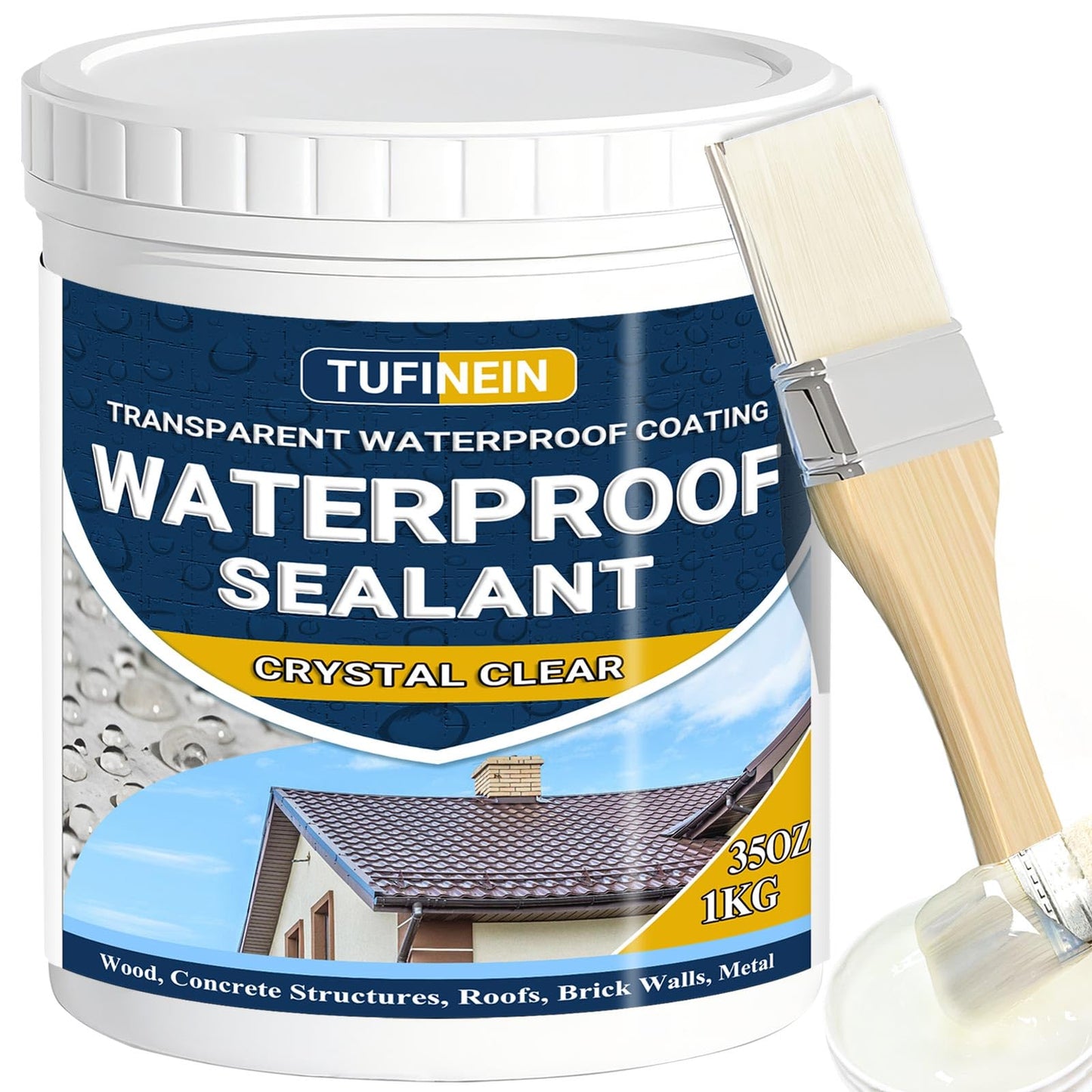Liquid Waterproof Sealant Clear, TUFINEIN Invisible Anti-Leaking Sealant Agent, Transparent Waterproof Coating Water-Based Indoor & Outdoor Roofs,