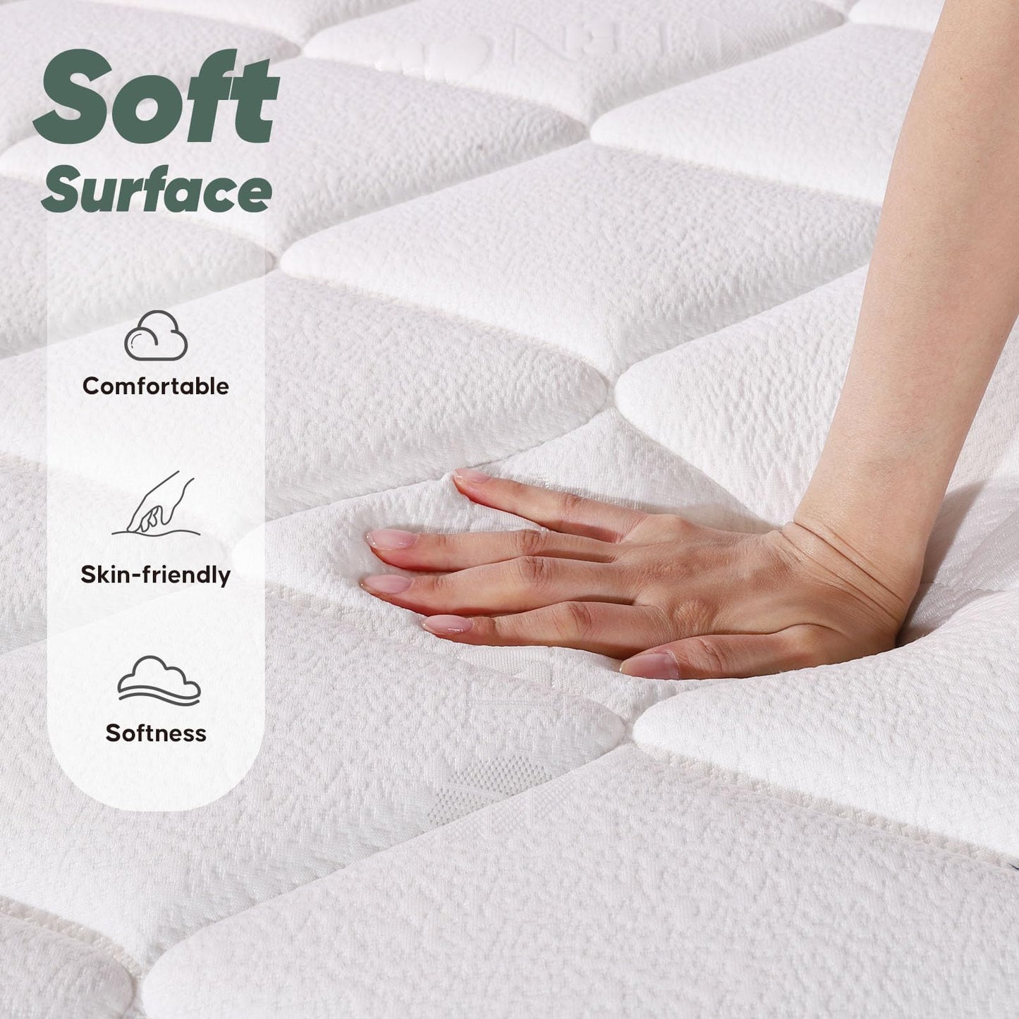 CRYREINA Double Mattresses Hybrid 10 Inch Double Bed Mattress Medium Firm, Individually Pocketed Springs for Motion Isolation, Memory Foam