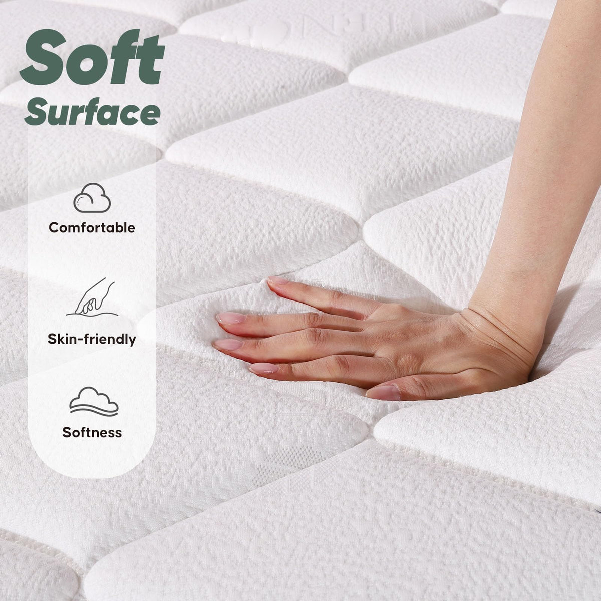 CRYREINA King Size Mattress in a Box - 10 Inch King Mattresses of Medium-Firm Support with 9-Zone Pocket Springs for Motion Isolation