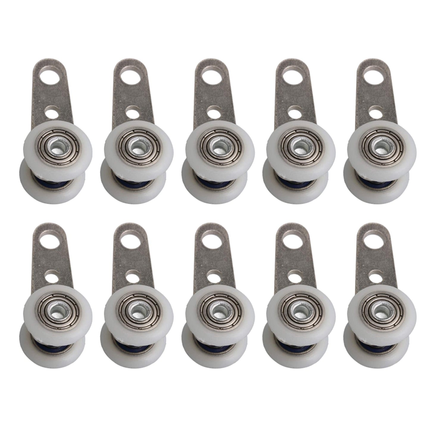 BQLZR 1.77x0.74inch Metal Bearing Pulley Block with Two Plastic Wheel for Sliding Door Window Cabinet