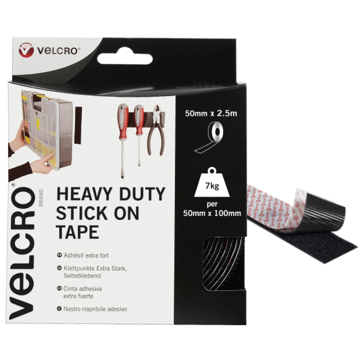 VELCRO Brand | Heavy Duty Stick On Tape | Cut-to-Length Industrial Extra Strong Double Sided Hook & Loop Self Adhesive Tape Perfect for Room D?cor &
