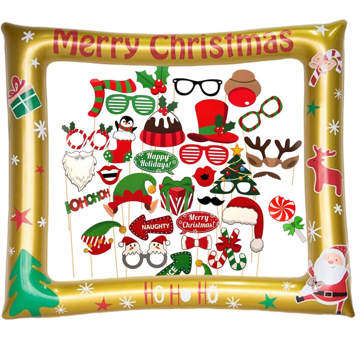 Aisszhao Christmas Inflatable Photo Booth Inflatable Selfie Frame for Christmas,Picture Frame for Xmas Family Party,Giant Props Frame Celebration Blow