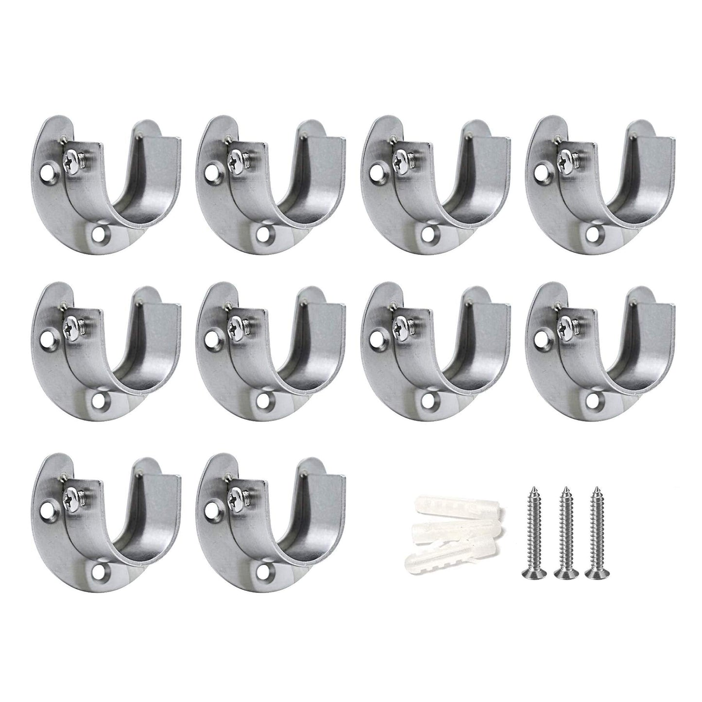 LIKERAINY Stainless Steel Wardrobe Closet Pole Sockets Heavy Duty Shower Curtain Rod End Supports Flange Rod Holder with Screws U Shaped Size of 32mm