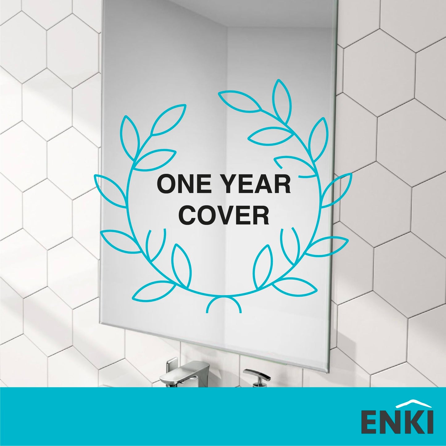 ENKI - Horizon Frameless Bevel Polished Edge Glass Wall Mirror (40cm x 60cm) for Bathroom, Bedroom, Living Room & Hallway  Durable, Easy to Install,